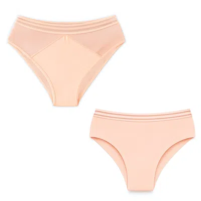 Zelf Intimates Women's Pink Seamless & Cheeky Panties Set – Soft Peach
