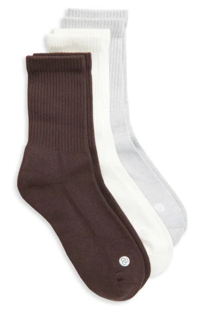 Zella 3-pack Crew Socks In Brown