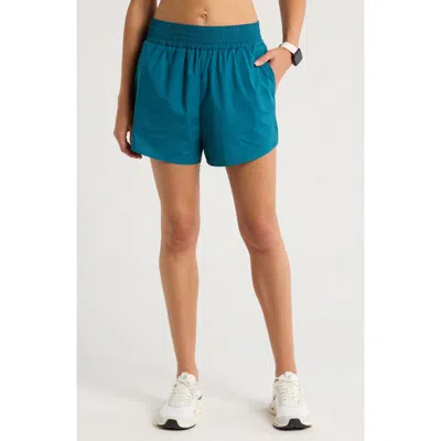 Zella Ace Pocket Track Shorts In Teal Seagate