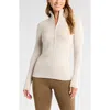 Zella Après Ski Half Zip Rib Sweater In Ivory Egret