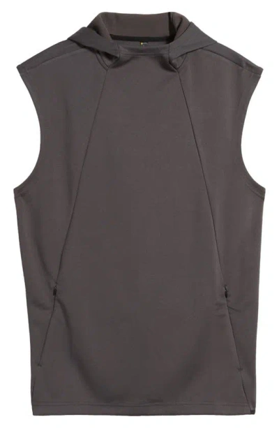 Zella Arch Sleeveless Hoodie In Grey Forged