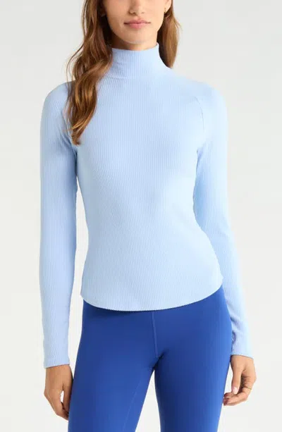 Zella Ascend Rib Mockneck Top In Blue