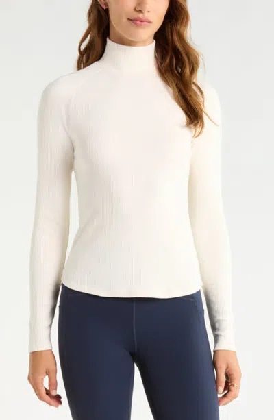 Zella Ascend Rib Mockneck Top In Neutral