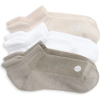 Zella Assorted 3-pack Tab Ankle Socks In Green Vetiver