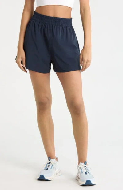 Zella Atlas High Waist Daily Shorts In Blue