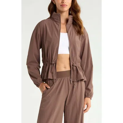 Zella Atlas Jacket With Hidden Hood In Brown