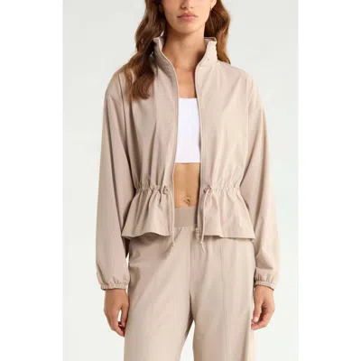 Zella Atlas Jacket With Hidden Hood In Gray