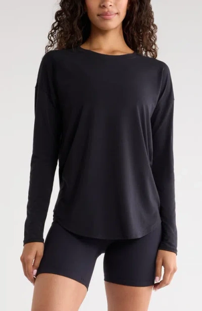 Zella Breathe Long Sleeve Performance T-shirt In Black