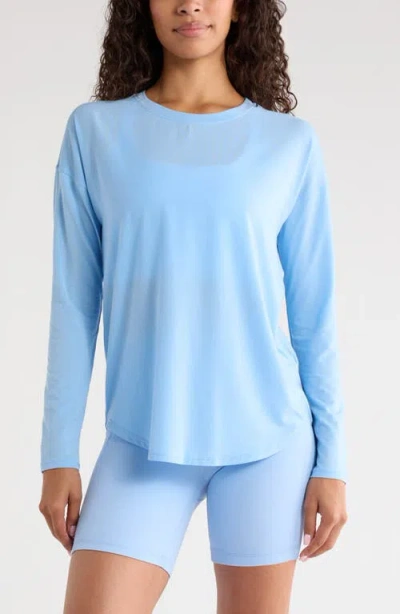 Zella Breathe Long Sleeve Performance T-shirt In Blue