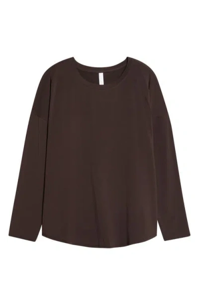 Zella Breathe Long Sleeve Performance T-shirt In Burgundy