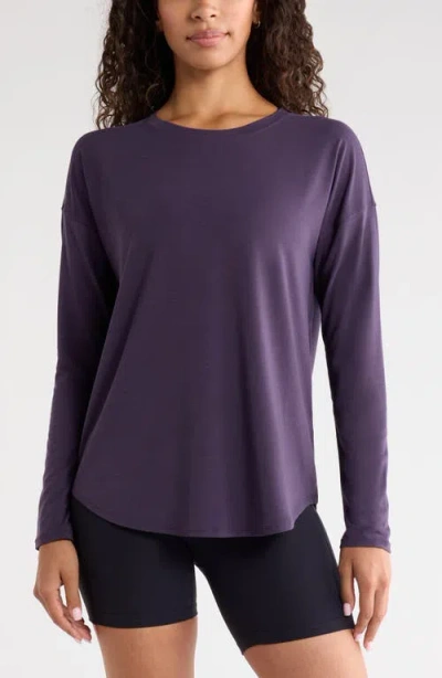 Zella Breathe Long Sleeve Performance T-shirt In Purple