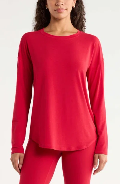 Zella Breathe Long Sleeve Performance T-shirt In Red