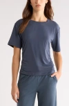 Zella Breathe Ruched Performance T-shirt In Blue
