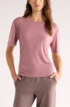 Zella Breathe Ruched Performance T-shirt In Pink