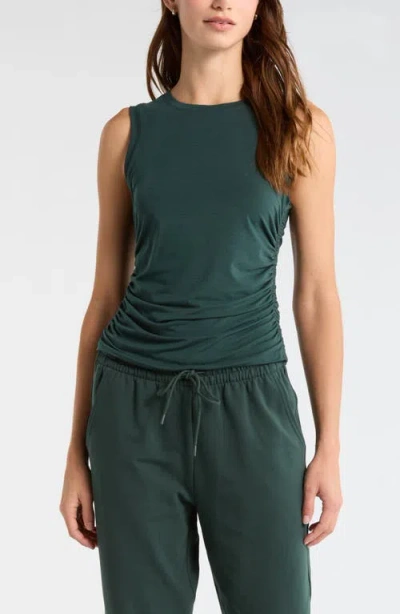 Zella Breathe Ruched Tank In Green