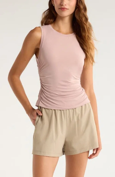 Zella Breathe Ruched Tank In Pink