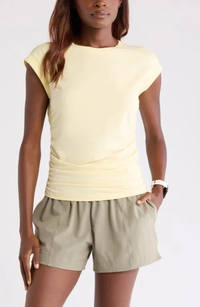 Zella Breezy Ruched Top In Yellow