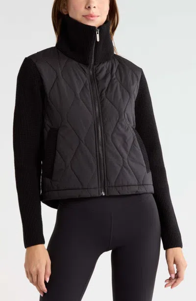 Zella Cascade Quilted Hybrid Jacket In Black