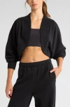 Zella Cloud Fleece Crop Cardigan In Black