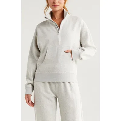 Zella Cloud Fleece Half Zip In Grey Light Heather