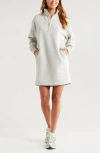Zella Cloud Fleece Long Sleeve Quarter Zip Dress In Grey Light Heather