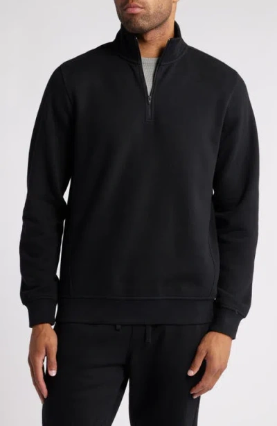 Zella Cloud Fleece Quarter Zip Pullover In Black
