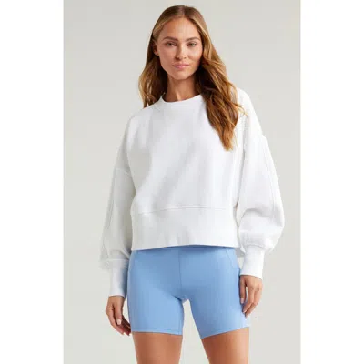 Zella Cloud Fleece Relaxed Sweatshirt In White