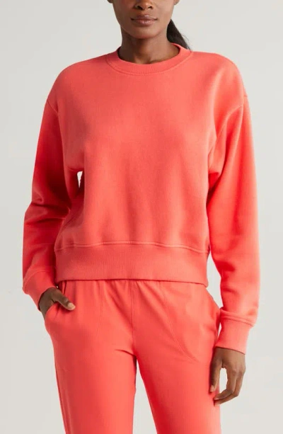 Zella Cloud Fleece Sweatshirt In Red Cayenne