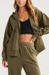 Zella Cloud Fleece Zip Hoodie In Olive Night