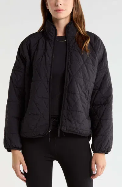 Zella Compass Quilted Packable Jacket In Black
