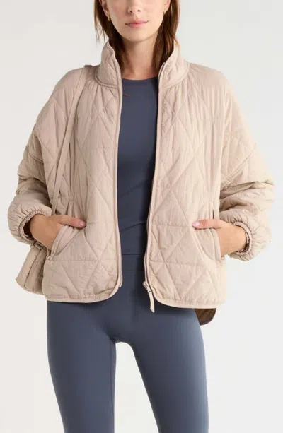 Zella Compass Quilted Packable Jacket In Neutral