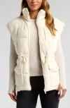 Zella Corduroy Puffer Vest In Ivory Egret