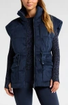 Zella Corduroy Puffer Vest In Navy Sapphire