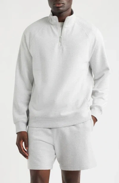 Zella Cotton French Terry Quarter Zip Sweatshirt In Gray