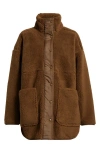 Zella Cozy Faux Shearling Jacket In Brown Teak
