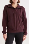 Zella Cozy Half Zip Pullover Sweatshirt In Burgundy