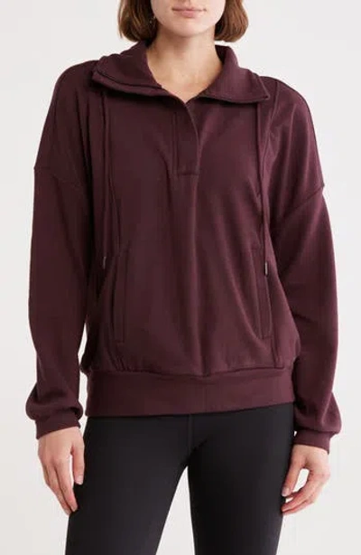 Zella Cozy Half Zip Pullover Sweatshirt In Burgundy