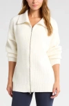 Zella Cozy Knit Zip-up Cardigan In Ivory Egret
