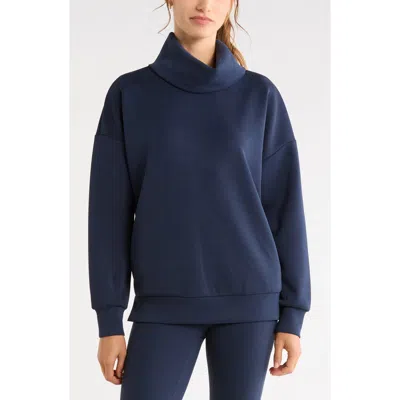 Zella Cozy Luxe Funnel Neck Sweatshirt In Navy Sapphire