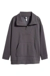 Zella Cozy Ottoman Rib Half Zip Pullover In Grey Forged
