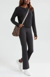 Zella Cozy Rib Henley In Black