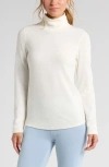 Zella Cozy Rib Mock Neck Top In Ivory Egret