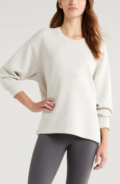 Zella Cozy Scuba Fleece Tunic In Grey Moonbeam