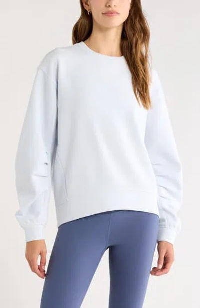 Zella Cozy Scuba Knit Crew Sweatshirt In White