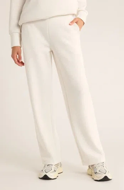 Zella Cozy Scuba Knit High Waist Straight Leg Pants In White