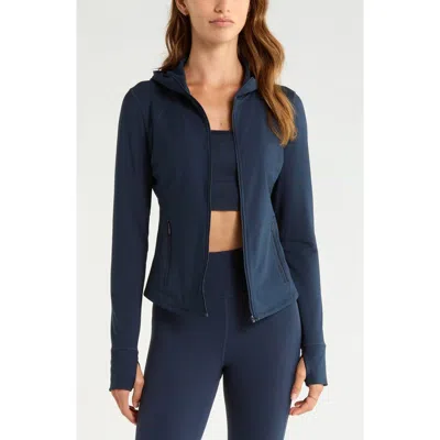 Zella Cozy Tech Zip Hooded Jacket In Blue