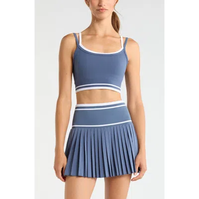 Zella Double Layer Seamless Sports Bra In Blue