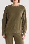 Zella Cloud Fleece Sweatshirt In Olive Night