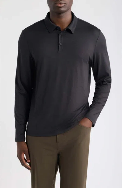 Zella Dynamic Long Sleeve Polo In Black