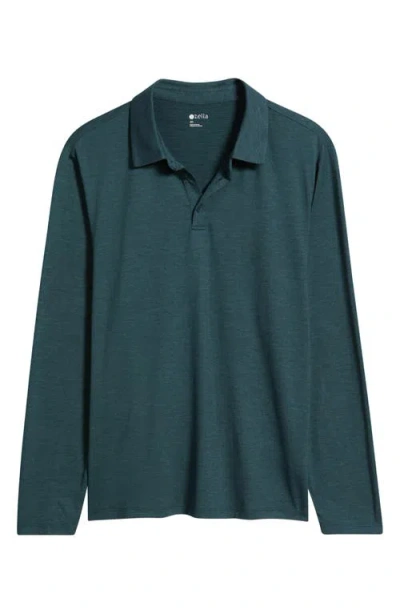 Zella Dynamic Long Sleeve Polo In Blue